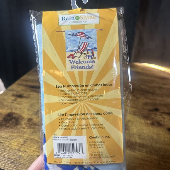 Porch Flag NEW Rain Or Shine Welcome Friends Patriotic Summer Beach 28”x40”LG - Picture 6 of 9